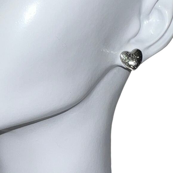 Silver-Colored Heart Earrings, Good Condition - Picture 2 of 8